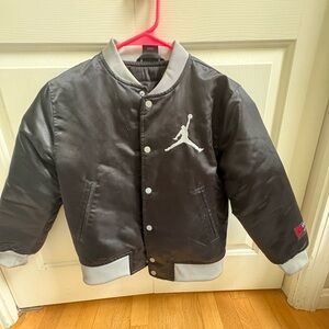 Jordan Kids Black Satin Puffer Jacket with White Jumpman